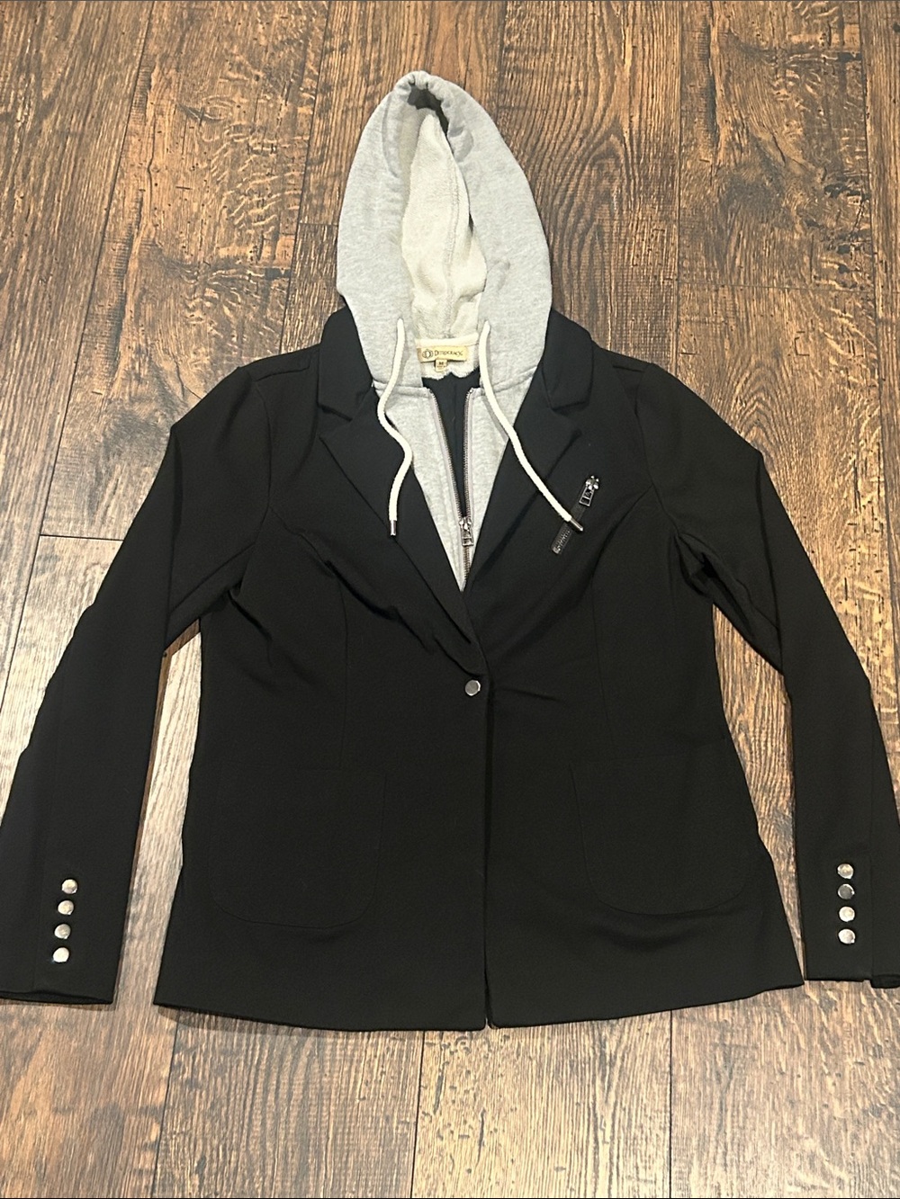 Democracy Black Blazer with Light Gray Hood Insert